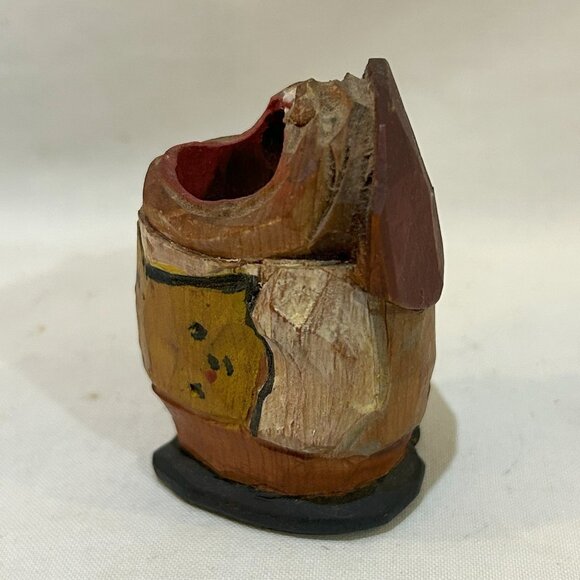 VTG Anri Hand Carved Painted Wood Big Mouth Toothpick Holder AS IS - Picture 4 of 8